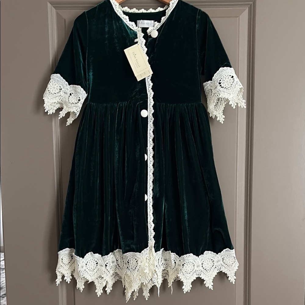 Elegant Green Velvet Kids Formal Dress
